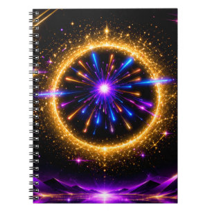 Caderno Espiral Portal Cósmico Radiante   Tela Esticada da Galáxia