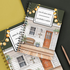 Caderno Espiral Portão frontal de Cottagecore com Plantas