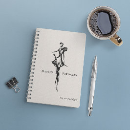 Caderno Espiral Portfólio de Estilista de Moda Elegante | Esboço d