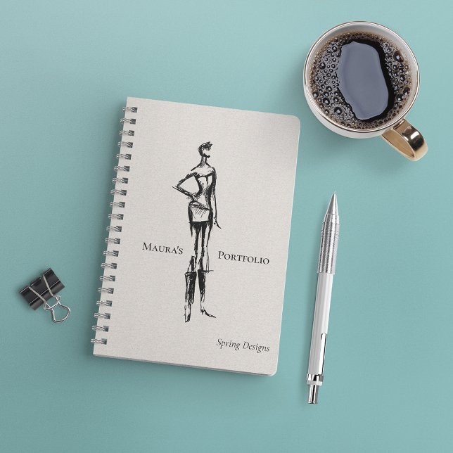 Caderno Espiral Portfólio de Moda Elegante | Esboço de Primavera (Criador carregado)