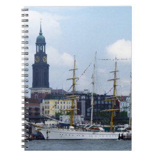 Caderno Espiral Porto de Hamburgo Hafen Michel Alemanha navios