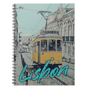 Caderno Espiral Portugal — Vista de Lisboa com o icônico elétrico