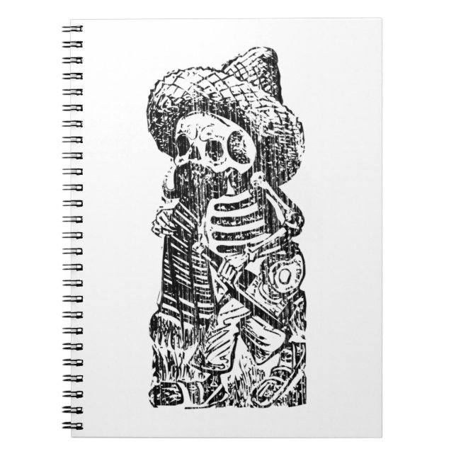 Caderno Espiral Posada Calavera com Bigode e Tequila (Frente)