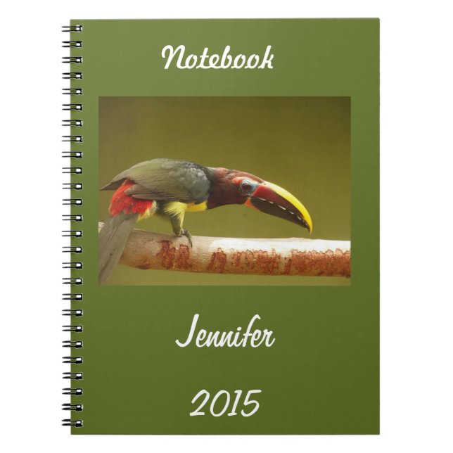 Caderno Espiral Posição toucan do aracari feito sob encomenda em (Frente)