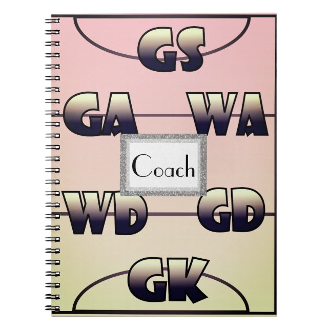 Caderno Espiral Posições do jogador do Netball personalizadas (Frente)