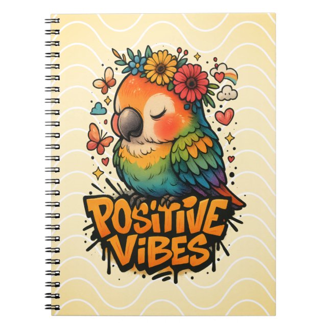Caderno Espiral “Positive Vibes” Parrot (Frente)