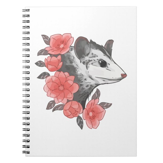 Caderno Espiral Possum Com Flores (Frente)