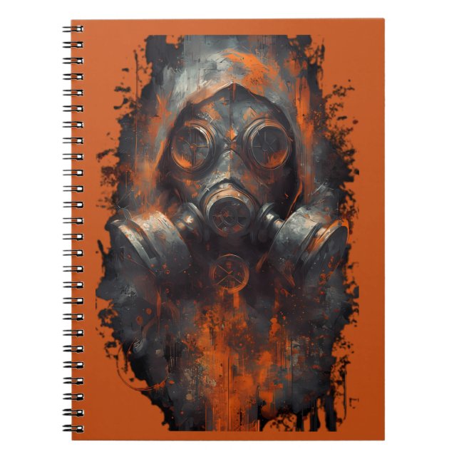 Caderno Espiral Post Apocalyptic Gas Mask Toxic Grunge  (Frente)