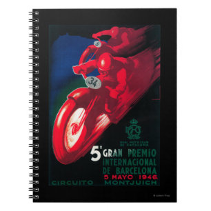 Caderno Espiral Poster da motocicleta de 5 Gran Premio Internat'l
