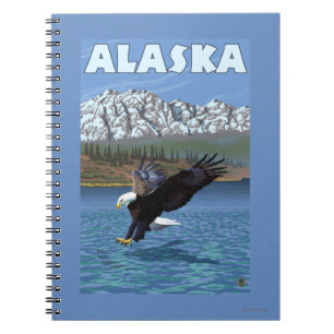 Caderno Espiral Poster das viagens vintage de AlaskaBald Eagle