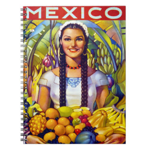 Caderno Espiral Poster das viagens vintage de México restaurado