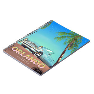 Caderno Espiral Poster das viagens vintage de Orlando Florida,