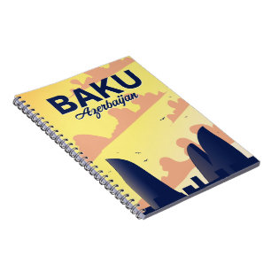 Caderno Espiral poster de Férias Baku Azerbaijão Flame Towers