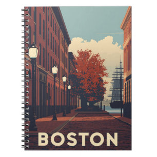 Caderno Espiral Poster de viagens de Boston