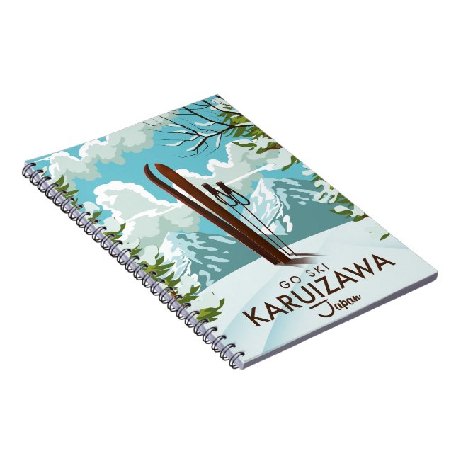 Caderno Espiral Poster de viagens de Esqui Karuizawa Japão (Lado Direito)