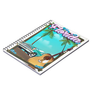 Caderno Espiral Poster de viagens de estilo Florida Retro