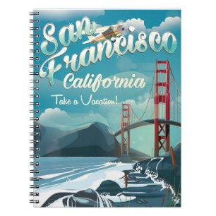 Caderno Espiral poster de viagens de férias de São Francisco