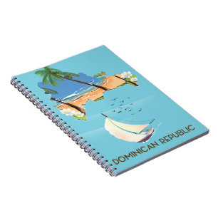 Caderno Espiral Poster de viagens de iate da República Dominicana