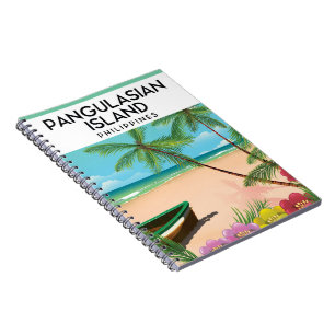 Caderno Espiral Poster de viagens de praia da ilha pangulasiana.