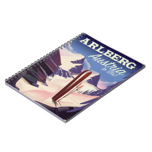 Caderno Espiral Poster de viagens do esqui de Arlberg Áustria