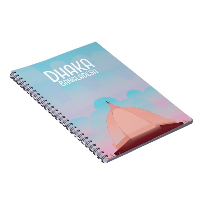 Caderno Espiral Poster de viagens do estilo Dhaka Bangladesh Vinta (Lado Direito)