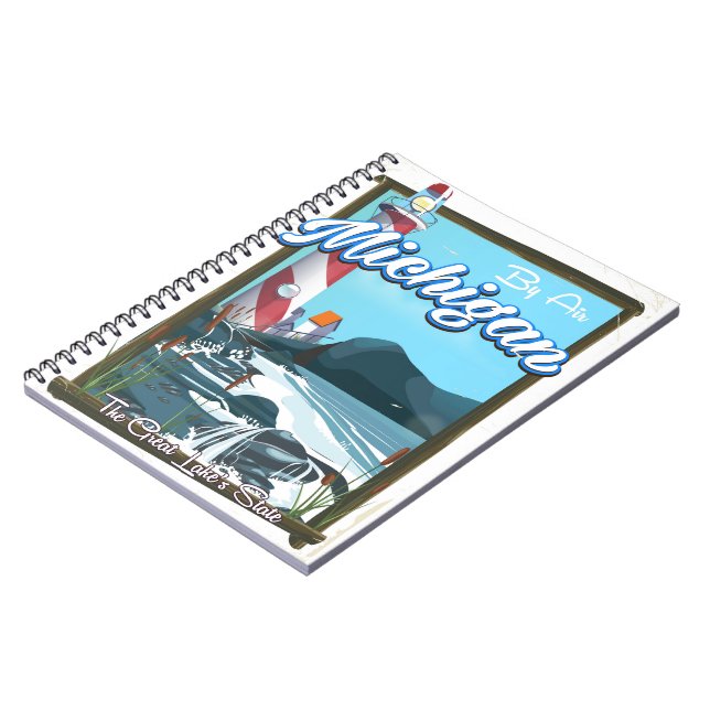 Caderno Espiral Poster de viagens do Farol de Michigan! (Left Side)