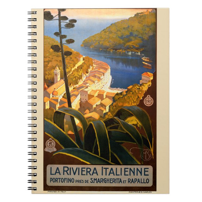 Caderno Espiral Poster de viagens italiano Riviera Europe Itália (Frente)
