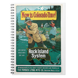 Caderno Espiral Poster de Viagens vintage da Linha das Ilhas Color