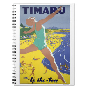 Caderno Espiral Poster de Viagens vintage da Nova Zelândia