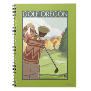 Caderno Espiral Poster de Viagens vintage de cena do OregonGolf