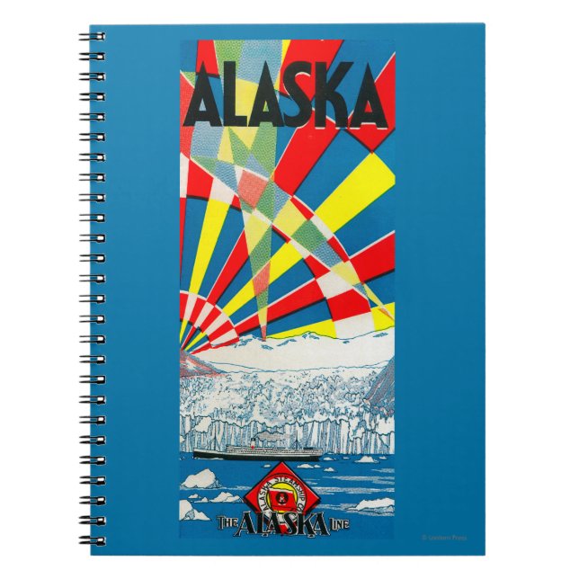 Caderno Espiral Poster do Alaska Line Steamship (Frente)