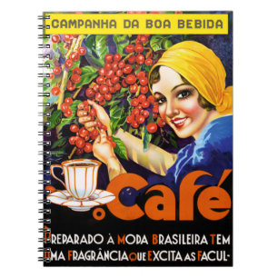 Caderno Espiral Poster do anúncio do vintage do café de Bebida d