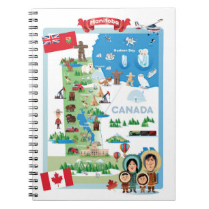 Caderno Espiral Poster dos desenhos animados de Manitoba Canadá