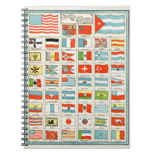 Caderno Espiral Pôster Educativo Bandeiras Antigas de Todas as Naç
