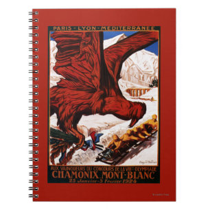 Caderno Espiral Poster olímpico de 1924 jogos do inverno