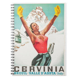 Caderno Espiral poster vintage Cervinia