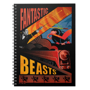 Caderno Espiral Poster vintage Fantástico das Bestas de Jacob Kow