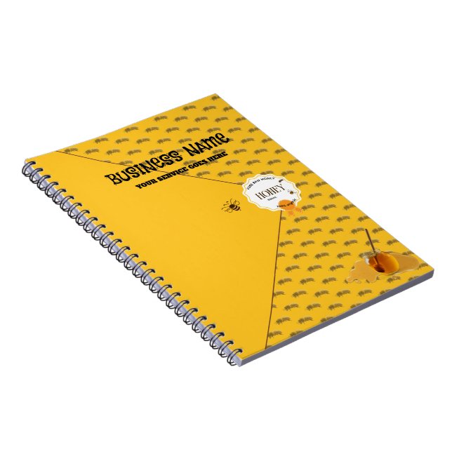 Caderno Espiral Pote de Mel Abelha Mel Colmeia Apiário (Lado Direito)