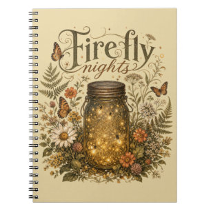 Caderno Espiral Pote de Pedra Antigo com Vagalumes Brilhantes