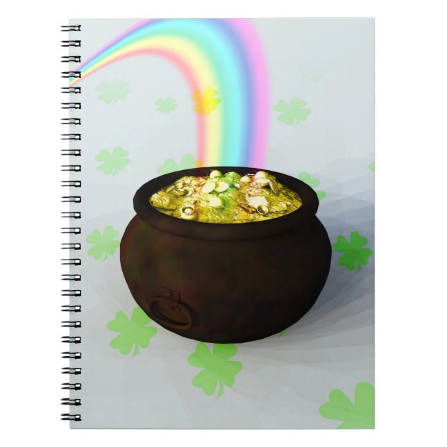Caderno Espiral Pote sortudo de Dourado (Frente)