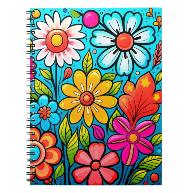 Caderno Espiral Potência das flores do hippie-primavera (Frente)