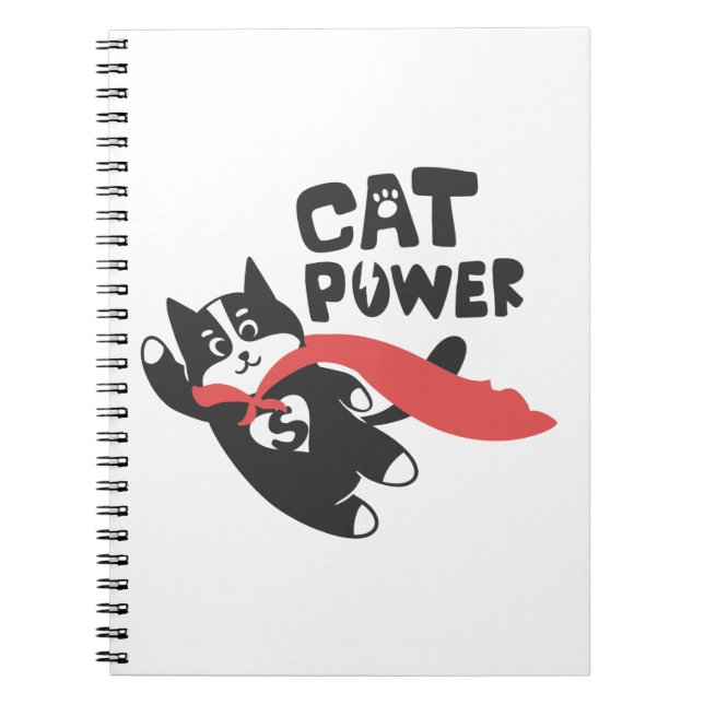 Caderno Espiral Potência do gato - Escolha a cor de fundo (Frente)