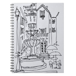 Caderno Espiral Praça da Fonte   Grasse, França