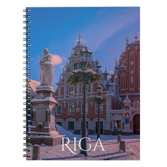 Caderno Espiral Praça da Prefeitura de Riga no Notebook de inverno (Frente)