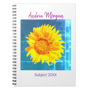 Caderno Espiral Praça do Teal Texturizada de Girassol, nome do DIY