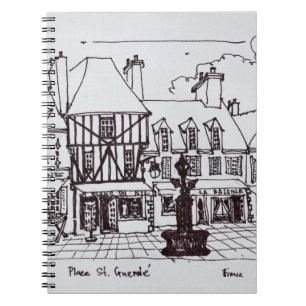 Caderno Espiral Praça Saint-Guenole, Concarneau   Bretanha