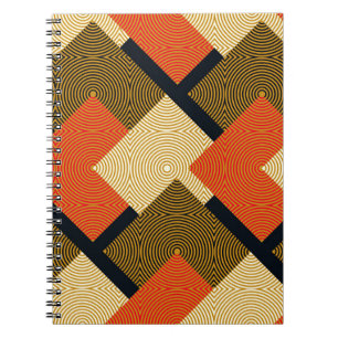 Caderno Espiral Praças Geométricas Retro: Padrão De Vintagem.