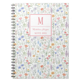 Caderno Espiral Prado de Flores Silvestres Coquette Personalizado