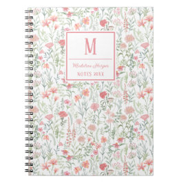 Caderno Espiral Prado de Flores Silvestres Coquette Rosa Personali
