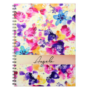 Caderno Espiral Prado de Flores Silvestres Florais Rústicas
